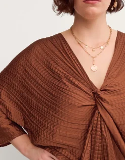 Callie Thorpe x Monsoon Twist Textured Kaftan Dress Bronze