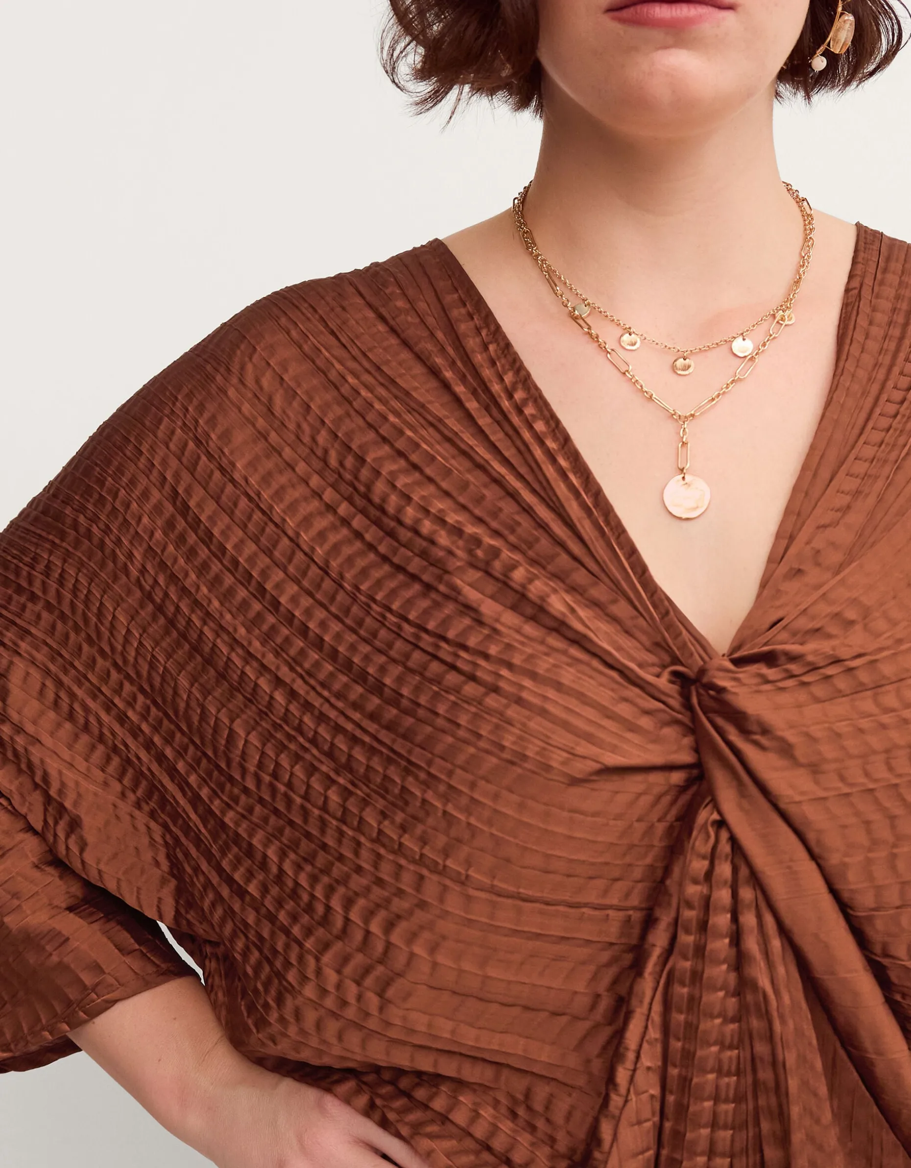 Callie Thorpe x Monsoon Twist Textured Kaftan Dress Bronze