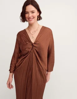 Callie Thorpe x Monsoon Twist Textured Kaftan Dress Bronze