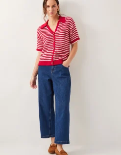 Cally Stripe Collar Jumper Red