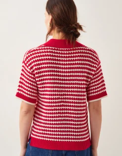 Cally Stripe Collar Jumper Red
