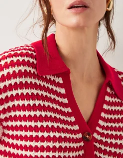 Cally Stripe Collar Jumper Red