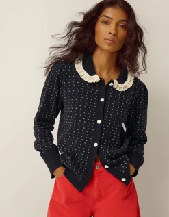Camila Broderie Collar Cardigan Blue