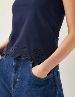 Cara Cutwork Cami Top Blue