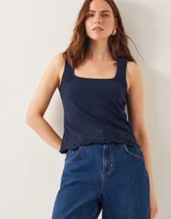 Cara Cutwork Cami Top Blue