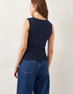 Cara Cutwork Cami Top Blue