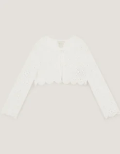 Carmela Crochet Long Sleeve Cardigan Ivory