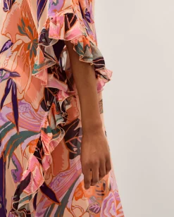 Carmen Frill Floral Maxi Kaftan