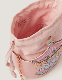 Carousel Print Drawstring Crossbody Bag