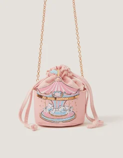 Carousel Print Drawstring Crossbody Bag