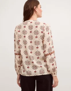 Carrie Print Blouse Ivory