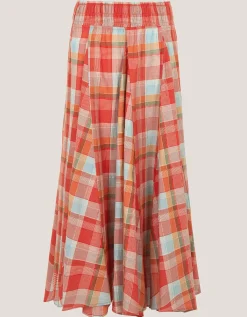Cecily Check Midi Skirt Orange