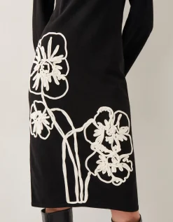 Cee Cornelli Embroidered Knit Dress Black