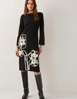 Cee Cornelli Embroidered Knit Dress Black