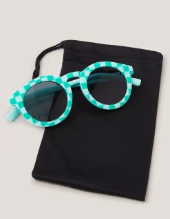 Checkerboard Round Sunglasses