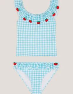 Cherry Gingham Tankini Set Green