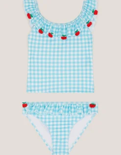 Cherry Gingham Tankini Set Green