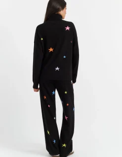 Chinti & Parker Wool Star Roll Neck Jumper Black