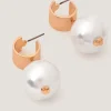 Chunky Pearl Drop Hoop Earrings