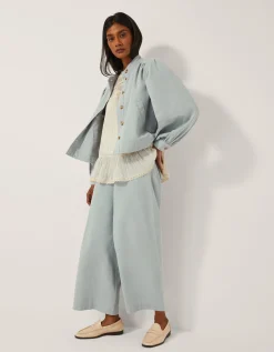Ciara Puff Sleeve Denim Jacket Blue