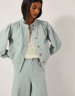 Ciara Puff Sleeve Denim Jacket Blue