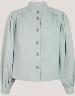 Ciara Puff Sleeve Denim Jacket Blue