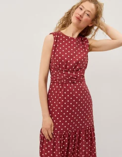 Claire Polka Dot Midi Dress Red