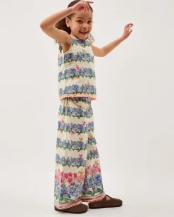 Clara Floral Print Top & Trouser Set Ivory