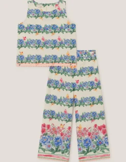 Clara Floral Print Top & Trouser Set Ivory