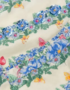 Clara Floral Print Top & Trouser Set Ivory