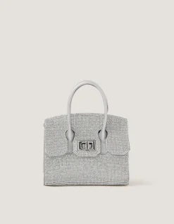 Clara Rainbow Diamanté Bag Silver