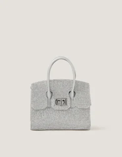 Clara Rainbow Diamanté Bag Silver