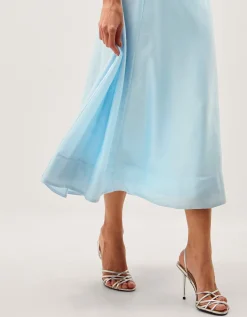 Clarissa Floral Appliqué Midi Dress Blue
