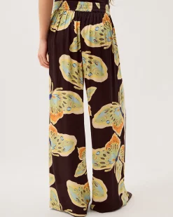 Clemence Aurelie Butterfly Palazzo Trousers Black