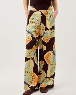 Clemence Aurelie Butterfly Palazzo Trousers Black