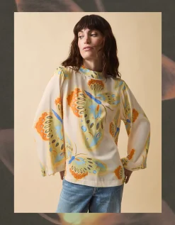 Clemence Aurelie Butterfly Top Ivory