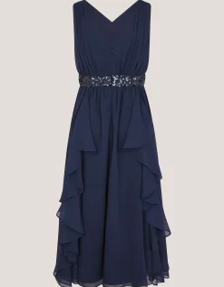 Clemmie Sequin Chiffon Prom Dress Blue