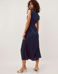 Cleo Lace Polka Dot Midi Dress Blue