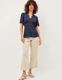 Cleo Lace Polka Dot Top Blue