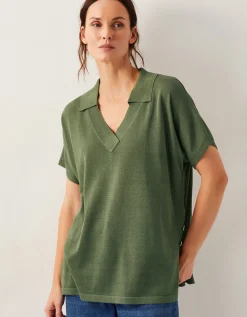Cloe Knitted Collar Top Green