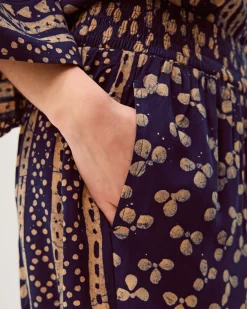Clover Print Balloon Trousers Blue