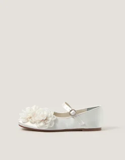 Corsage Mary Jane Ballet Flats Ivory
