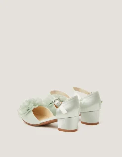 Corsage Satin Heels Green