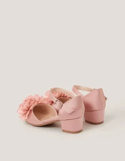 Corsage Satin Two-Part Heels Pink