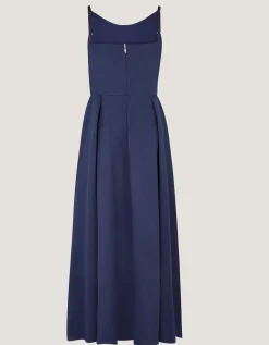 Cowl Neck Satin Prom Dress Blue