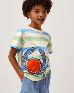 Crab Stripe T-Shirt Blue