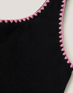 Crinkle Textured Cut-Out Swimsuit Black