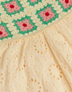 Crochet Broderie Dress White