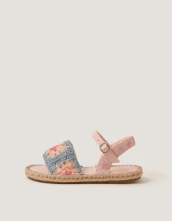Crochet Flower Espadrille Sandals Multi