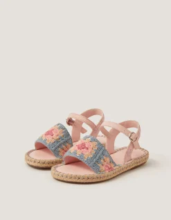 Crochet Flower Espadrille Sandals Multi